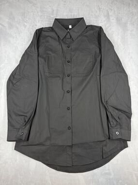 Hot Touch Women's Small Black Long Sleeve 100% Polyester Dress Shirt
